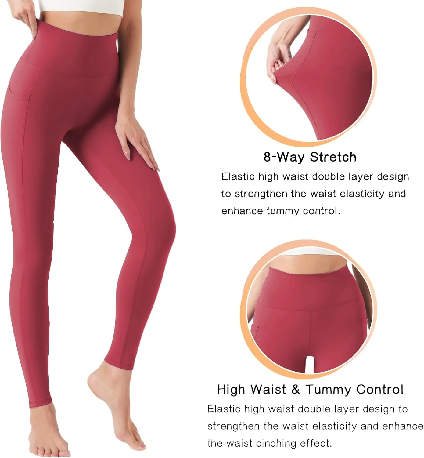 Yoga Leggings for Women Buttery Soft High Waisted Tummy Control Yoga Pants with Pockets Workout Gym Leggings