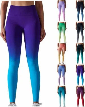 Yoga Pants for Women Compression Tights High Waist Gym Leggings Gradient Workout Trousers Exercise Gym Fitness Bottoms