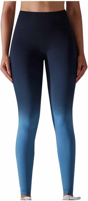 Yoga Pants for Women Compression Tights High Waist Gym Leggings Gradient Workout Trousers Exercise Gym Fitness Bottoms