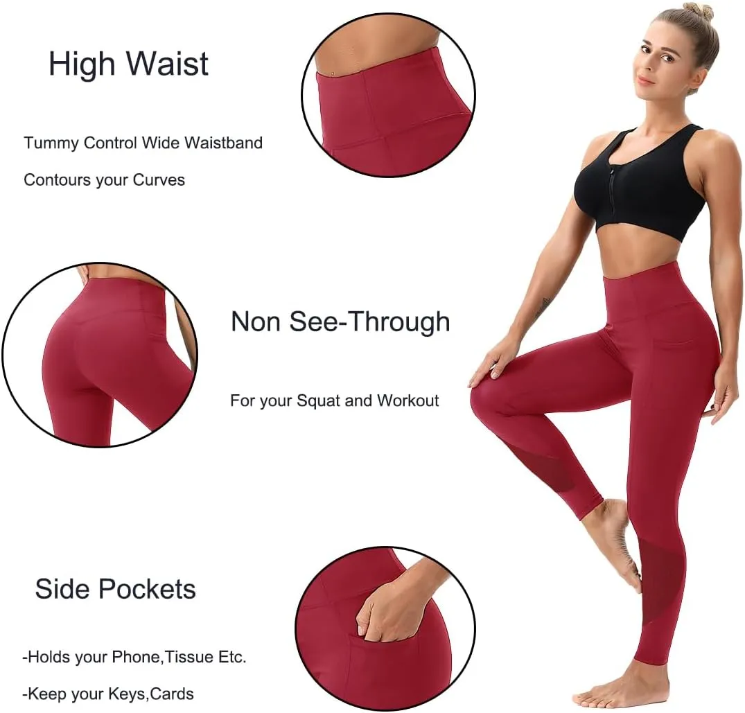 Yoga Pants-Workout Leggings for Women with Pockets High Waisted Tummy Control Postpartum Athletic Gym Leggings