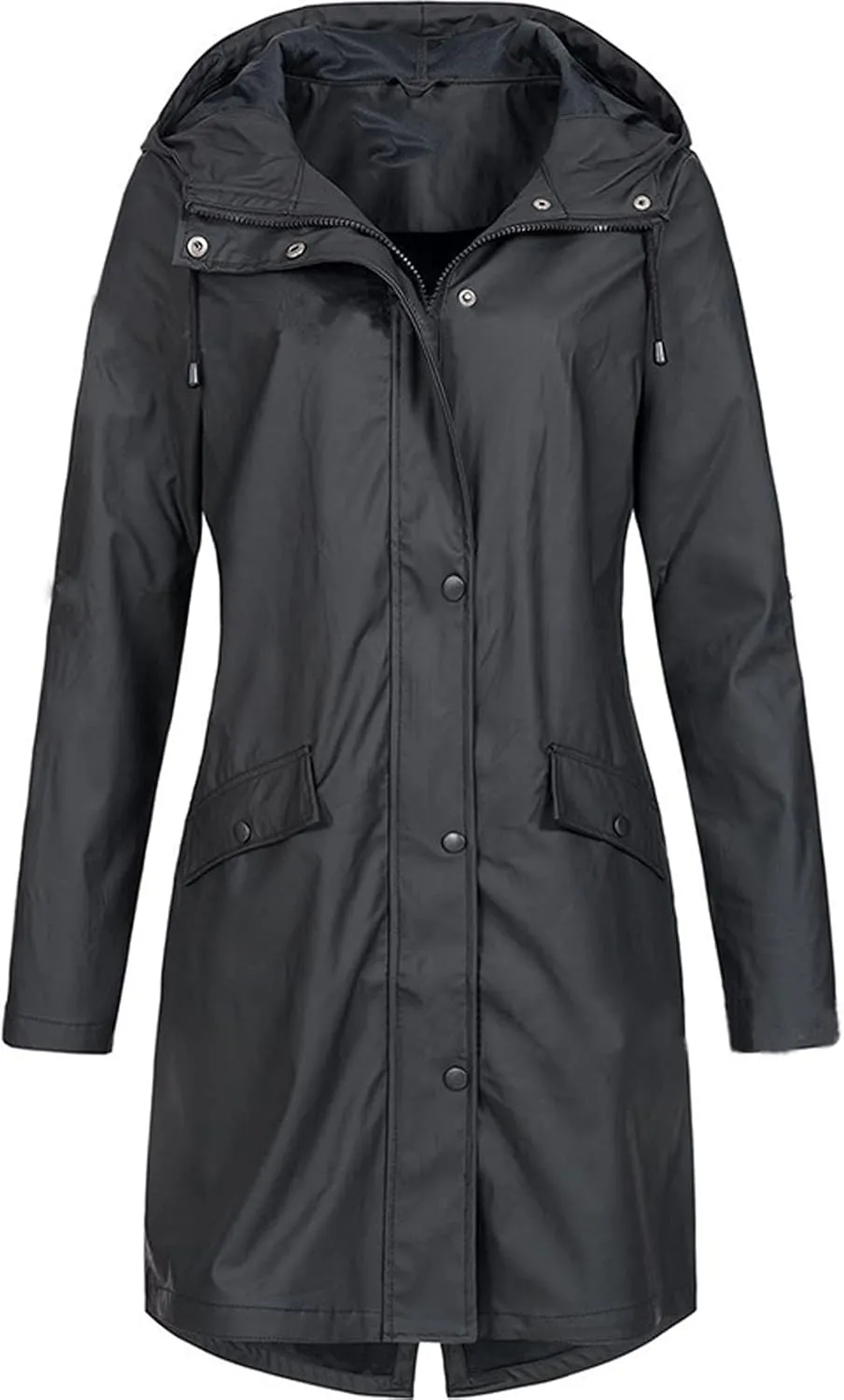 ZEFOTIM Womens Rain Jacket with Hood Waterproof Light Weight Casual Raincoat with Pockets Zip Up Hiking Jackets Clothes