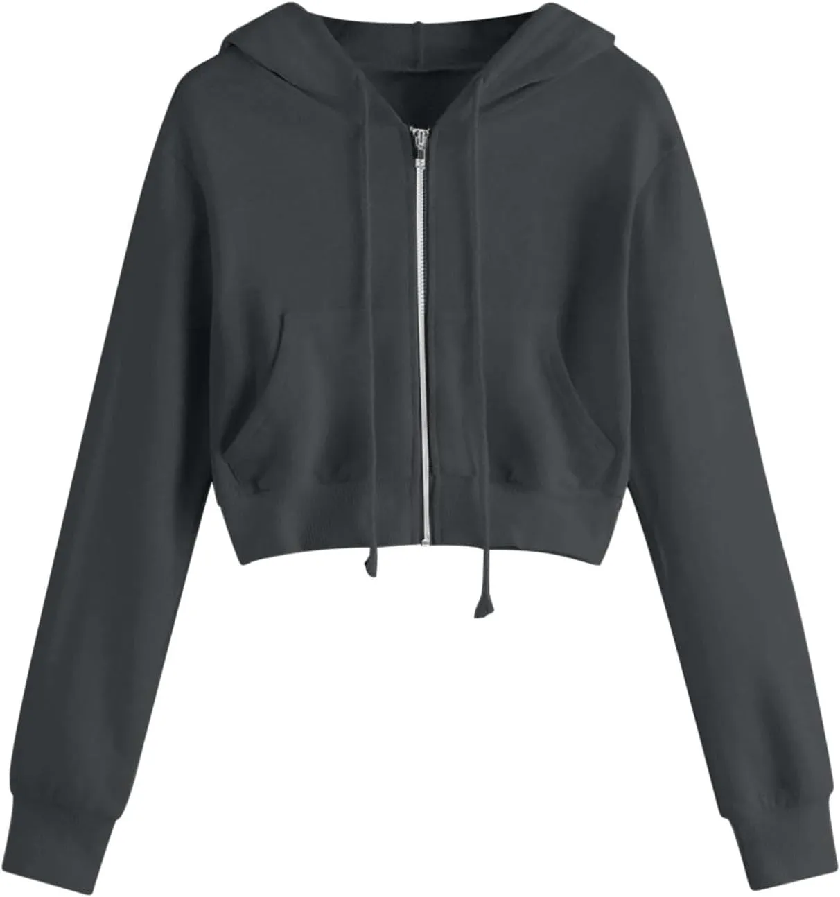 Zip Up Hoodie Women Hoodies for Teen Girls Crop Long Sleeve Sweatshirt Trendy Y2K Crop Tops Jacket with Pocket